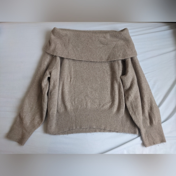 Beige Off-Shoulder Sweater - Picture 2 of 7